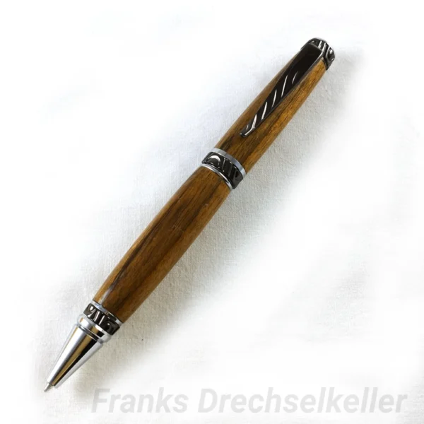 Drehkugelschreiber Modell "Kallisto E", Farbe Gun Metal, Holz Ovangkol